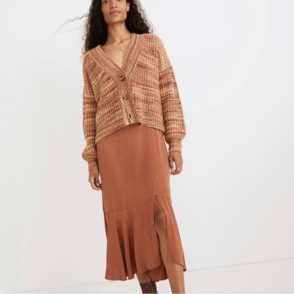 Madewell Flounce Hem Midi Skirt in Cheetah Jacquard